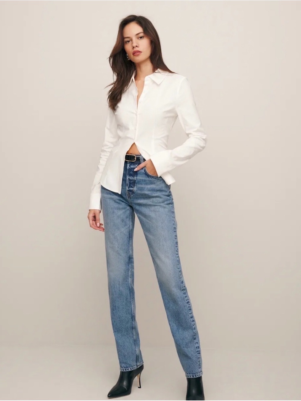 Reformation Camille Rowe Mid Rise Relaxed Straight Jeans size 26